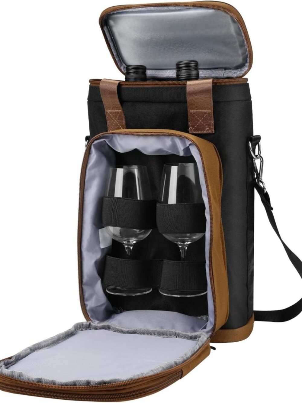 Insulated Wine Tote Carrier - Tactical Cooler Bag with Adjustable Strap, Holds 2